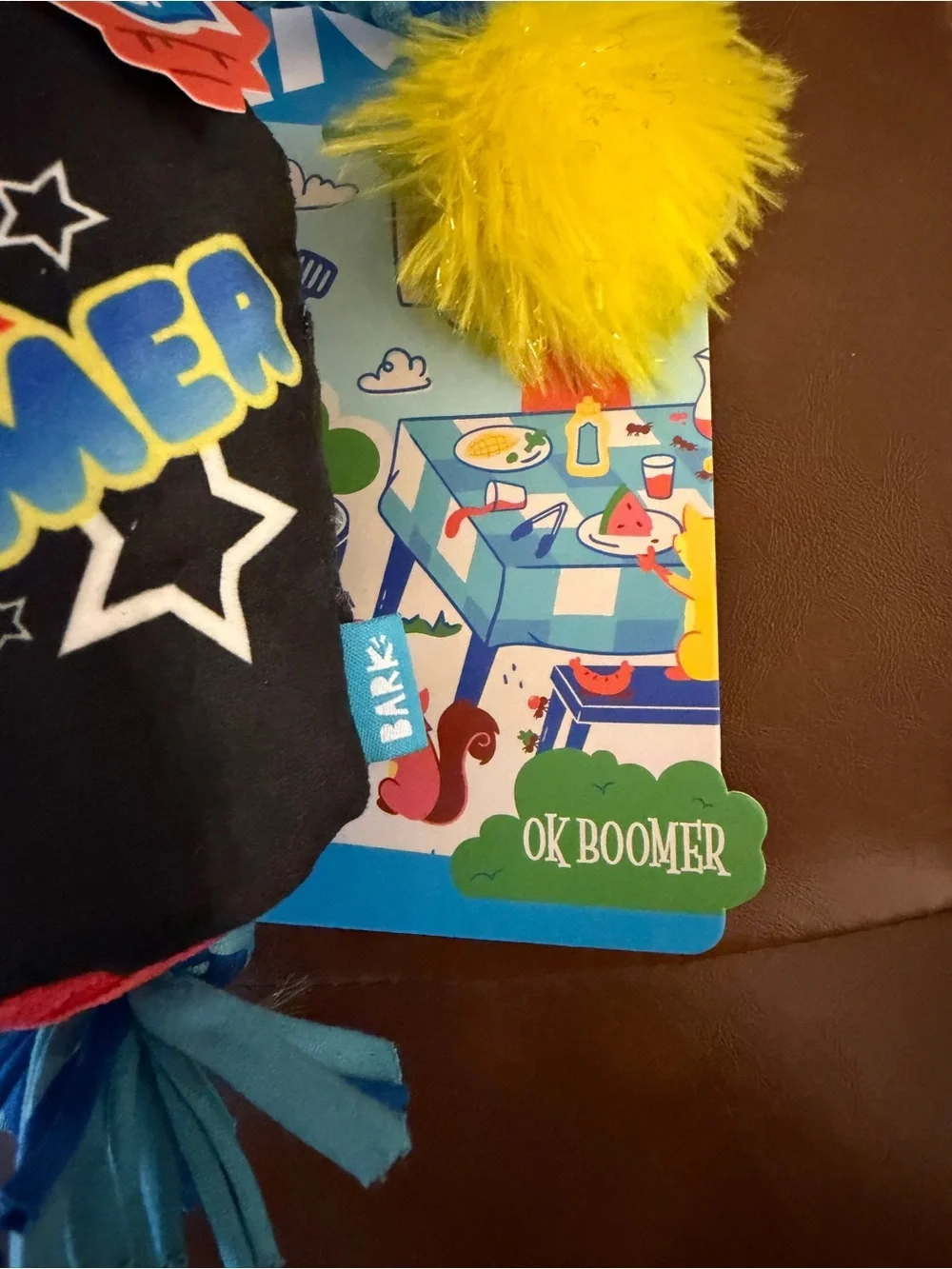 BARK BarkYard BBQ Dog Toy Bundle Hamburger + OK Boomer Tug NWT
